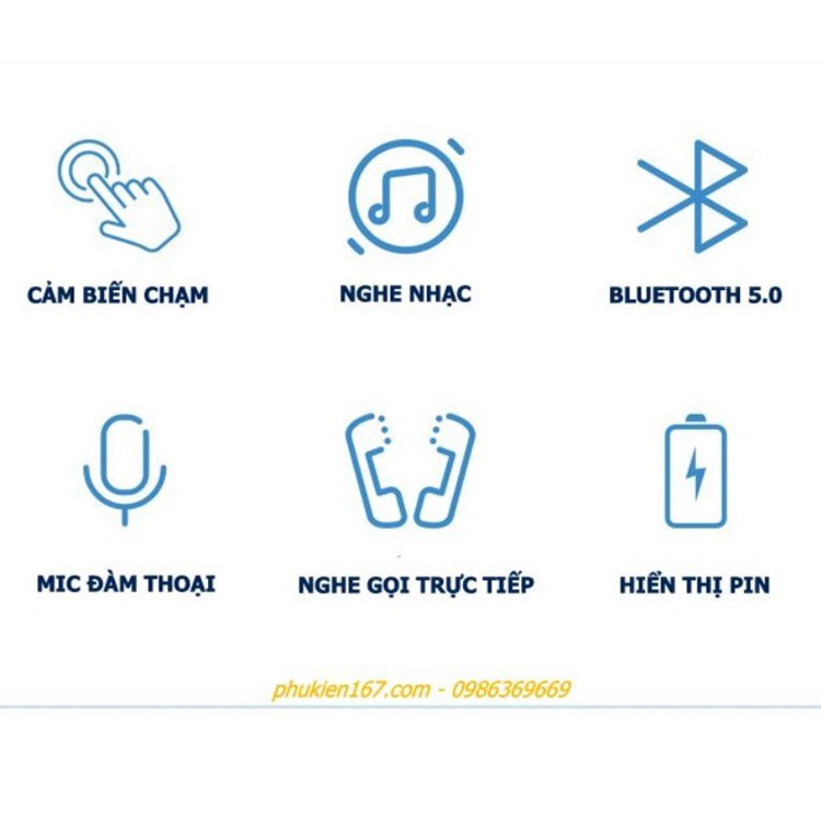 [Inpods i12 TWS] Tai nghe Bluetooth không dây Inpods i12 TWS - Cảm biến vân tay - Bluetooth 5.0