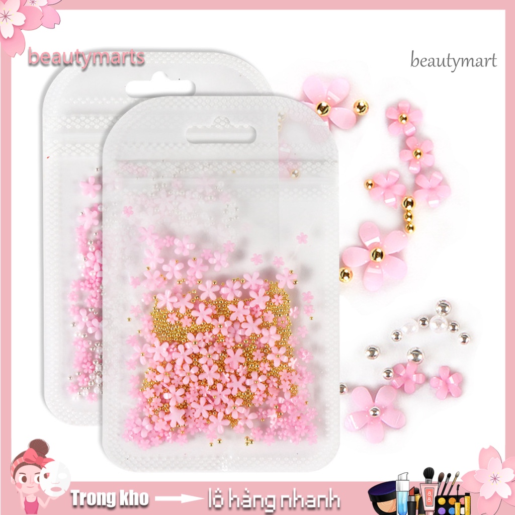 [Hàng mới về] Túi hạt cườm hình hoa 3D trang trí móng đa năng chống nước cho salon