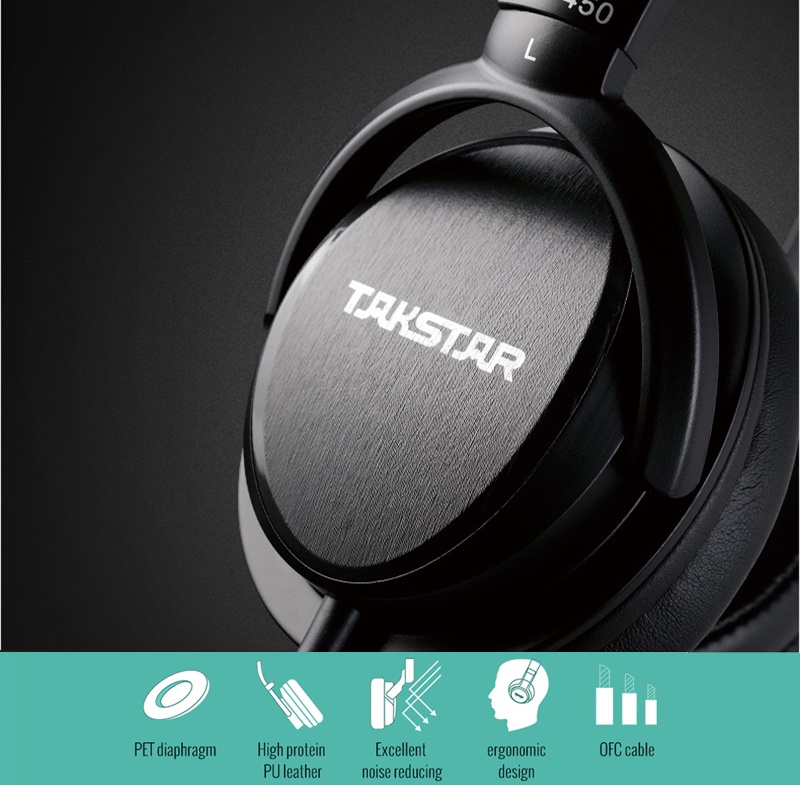 Tai Nghe Kiểm Âm Màng Loa Lớn 40mm, Thiết Kế Over Ear Thoải Mái Takstar TS-450 - Hàng Chính Hãng