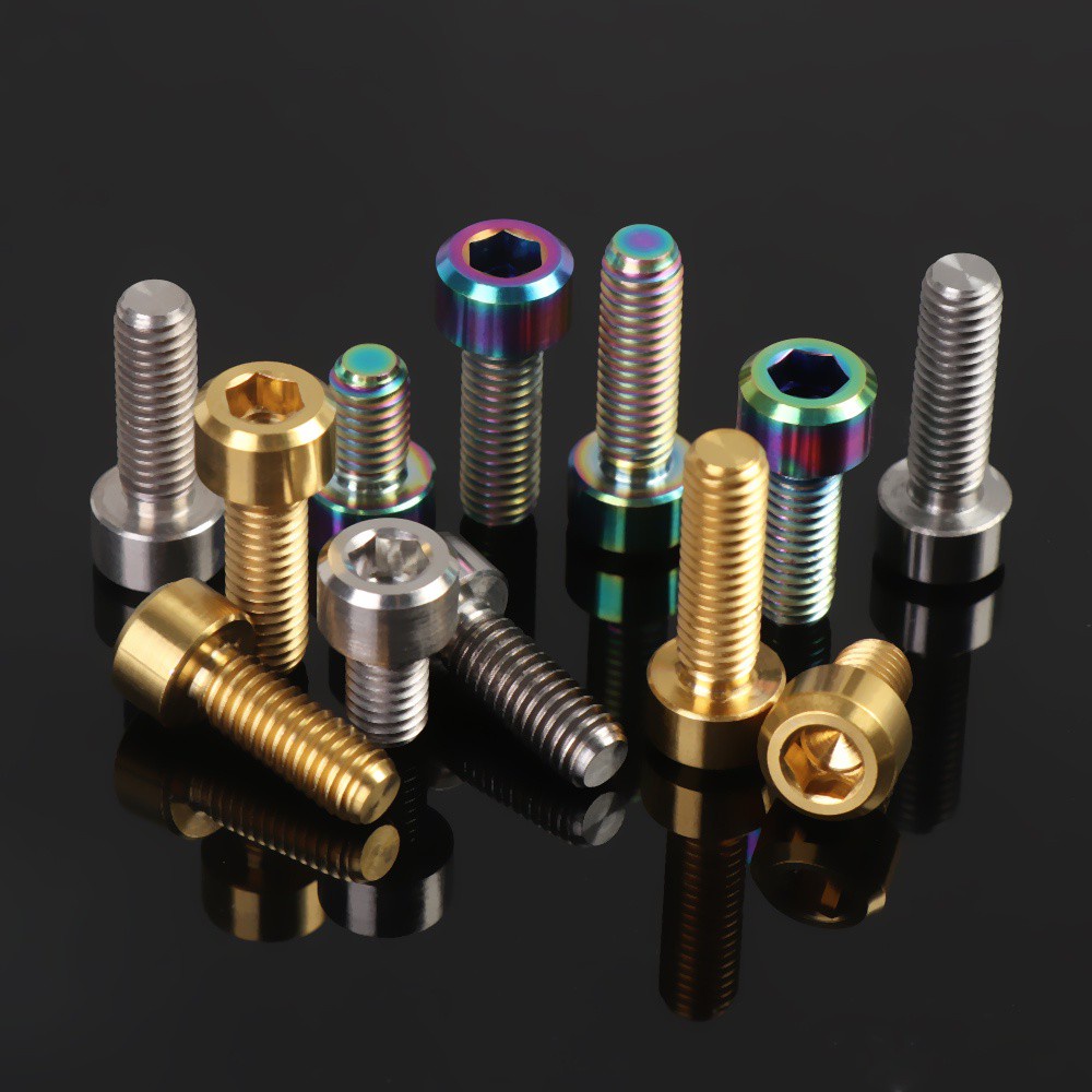 Bu lông cố định trục xe đạp hợp kim titan đầu hình nón nhiều màu sắc tùy chọn 10mm/ 16mm/ 18mm/ 20mm M6 tiện lợi