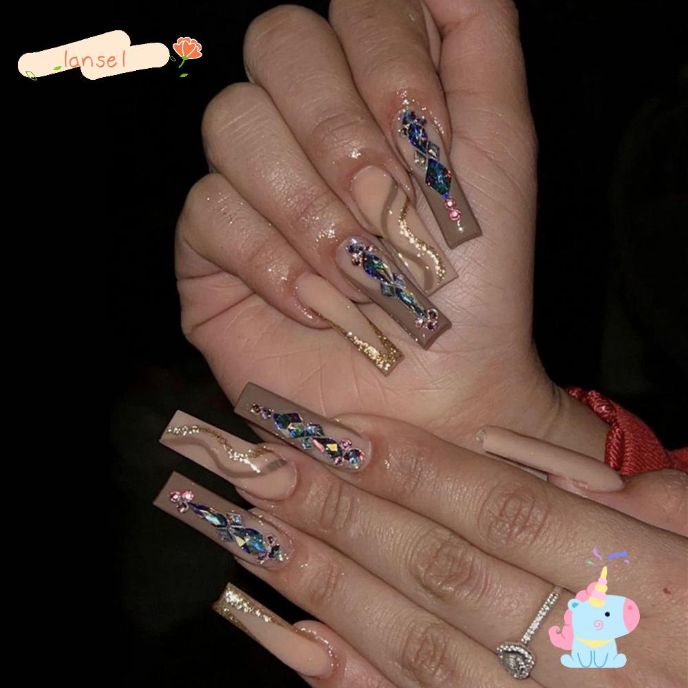 Set 24 Móng Tay Giả Lấp Lánh Cho Nữ