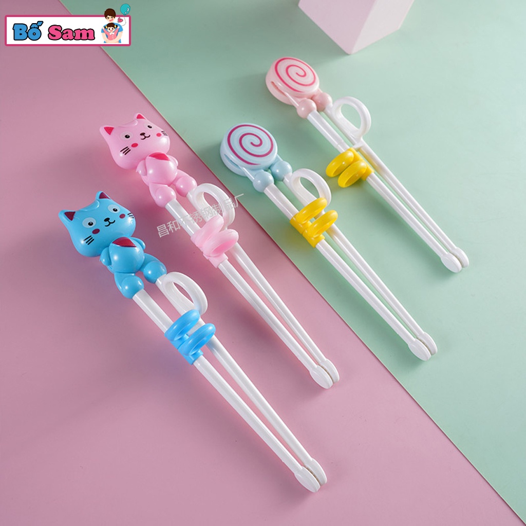 Đũa tập ăn cho bé xỏ ngón tập gắp đồ ăn hình thú Shop Bố Sam