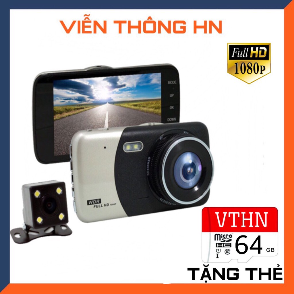 Camera hành trình oto wdr x600 full hd 1080p - Camera giám sát xe ô tô xe hơi - bộ 2 cam trước và sau - tặng thẻ