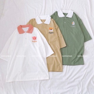 Áo polo thêu happy
