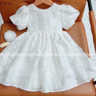 Hàng quảng châu cao cấp váy công chúa cho bé gái, chất tơ dệt, tay phồng cho bé yêu hongvybaby