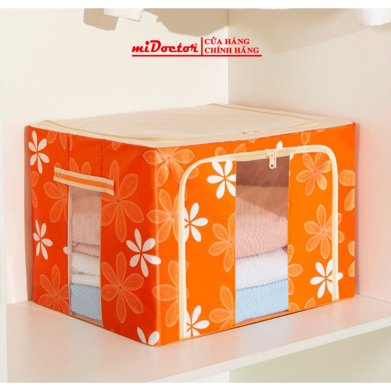 Túi Đựng Chăn Màn Quần Áo Khung Sắt Gấp Gọn miDoctor Kích Thước 50 x 40 x 33cm Giao Màu Ngẫu Nhiên