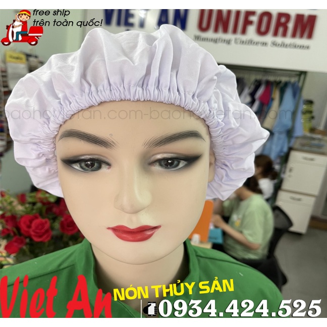 Nón Bánh Tiêu Vải Silk Màu Trắng _ Hình Chụp Thật
