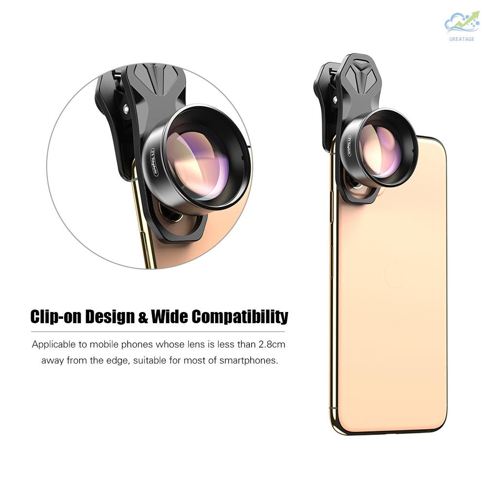 GG APEXEL APL-HD5T Multi-layer Phone Telephoto Lens 2X Zoom for Dual Lens / Single Lens Smartphone for  X/Xs/8P     Cellphones