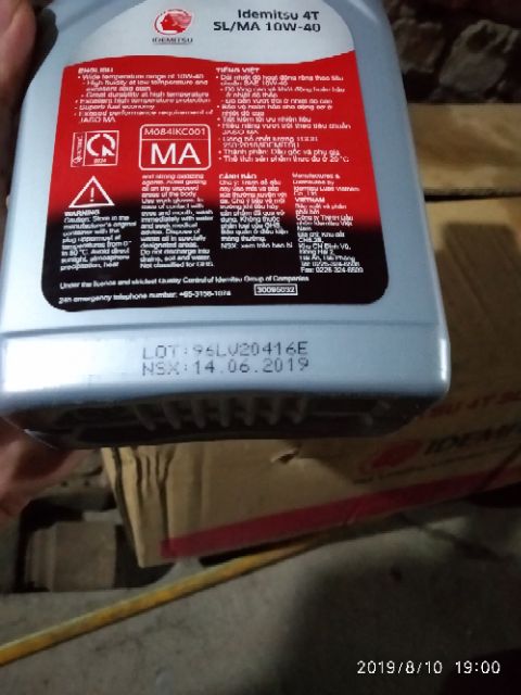 Dầu xe máy nhật bản idemitsu 10w40 0,8 lít cho xe số