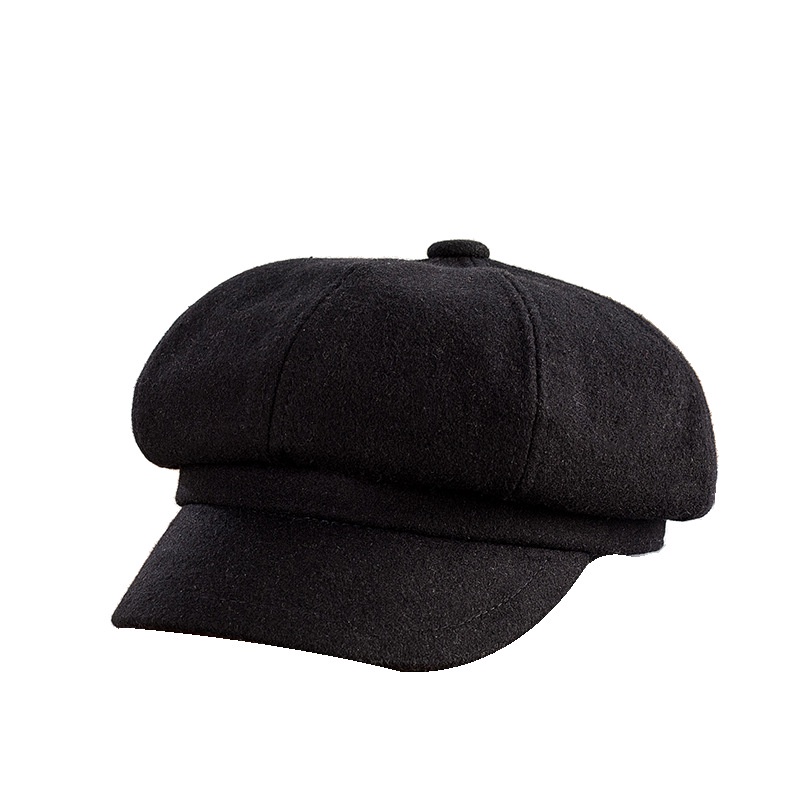Mũ Beret Vải Bát Giác Màu Đen Thời Trang Thu/ Đông Phong Cách Anh Cho Trẻ Em