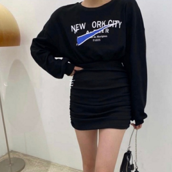 Váy Sweater Thể Thao Chữ Logo LSEOUL V1297 Chất Dày Dặn Trẻ Trung Năng Động