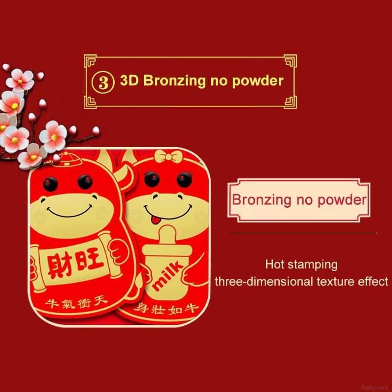 Bộ 6 bao lì xì năm mới màu đỏ họa tiết hoạt hình 3D đáng yêu