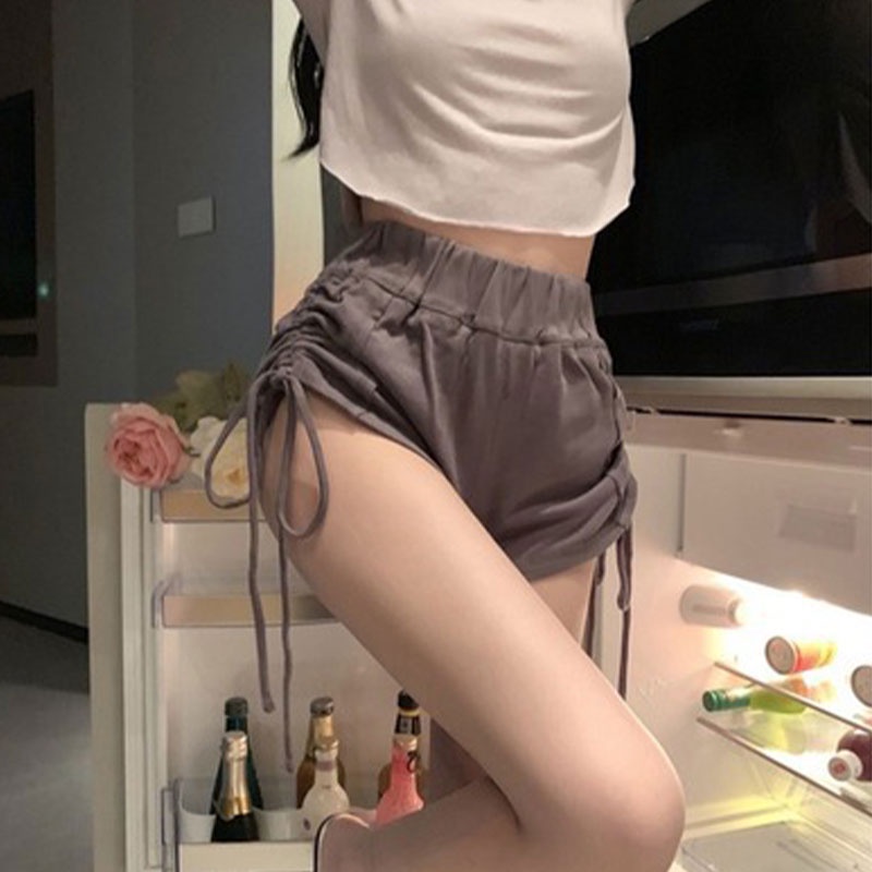 Quần Short Thể Thao Lưng Cao Ôm Dáng Phối Dây Rút Gợi Cảm Cho Nữ