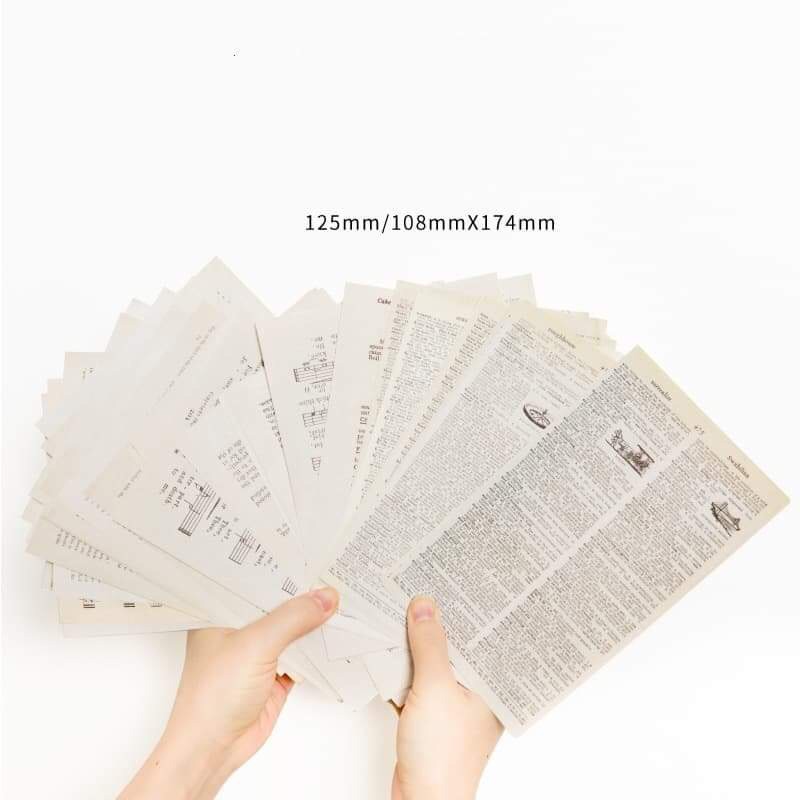 Xấp 57 tờ giấy báo cũ vintage mix mẫu bullet journal