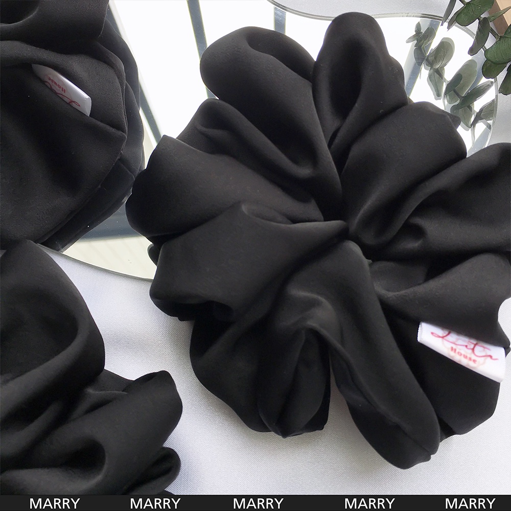 MARRY - Dây chun buộc tóc Lụa Scrunchies Handmade I Opaque Black