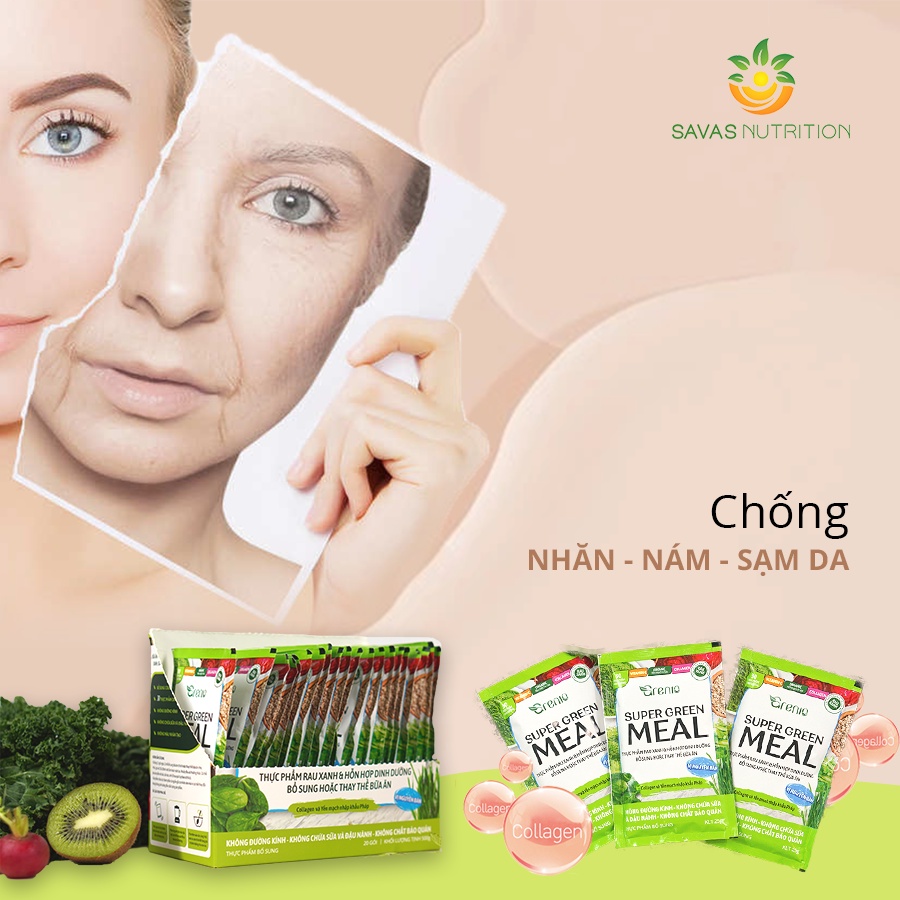 Bột rau xanh Vitamin và Collagen Grenio chống lão hoá, thanh lọc cơ thể