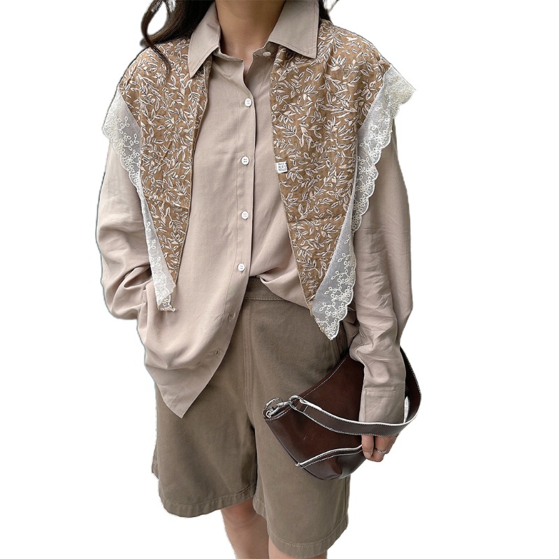 Khăn Choàng Cổ Giả Thắt Nút Họa Tiết Kẻ Sọc Chống Nắng Mùa Hè Phong Cách Hàn Quốc Cho Nữ