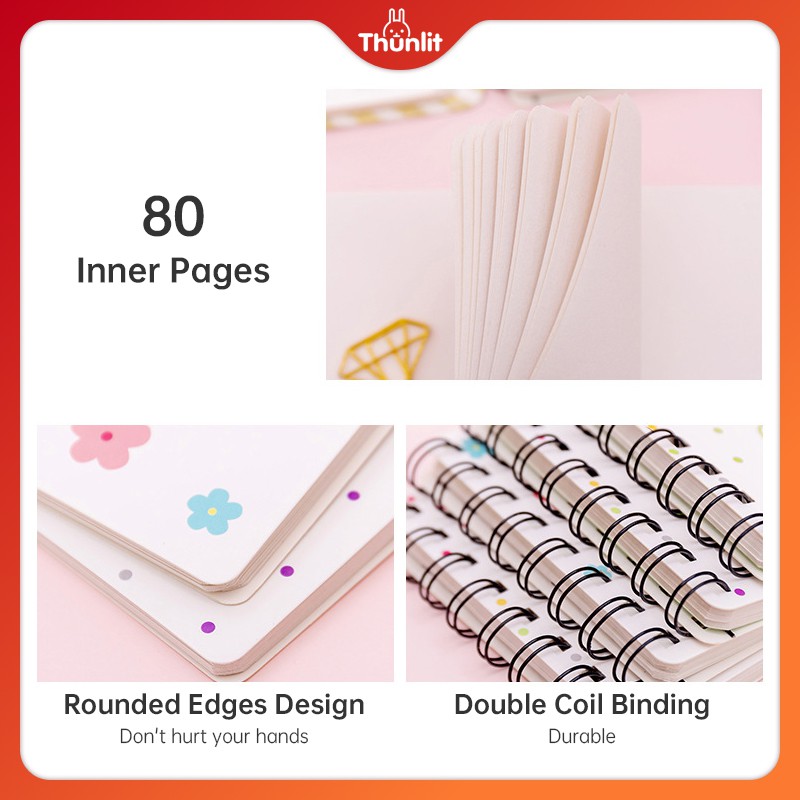 Sổ tay Thunlit mini nhỏ gọn đóng gáy xoắn ốc cỡ A7 dễ thương dành cho học sinh