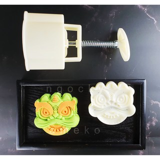 NQ00833 (L1) - Khuôn Lò Xo Bánh Trung Thu Dạng Hình Đầu Lân 150g 1 Mặt