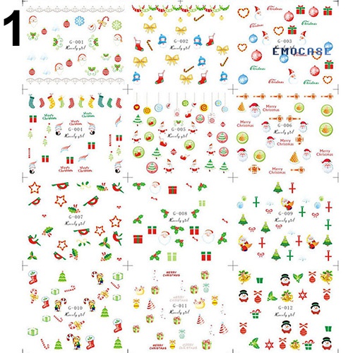 Miếng Dán Trang Trí Móng Tay Họa Tiết Giáng Sinh 3D Độc Đáo