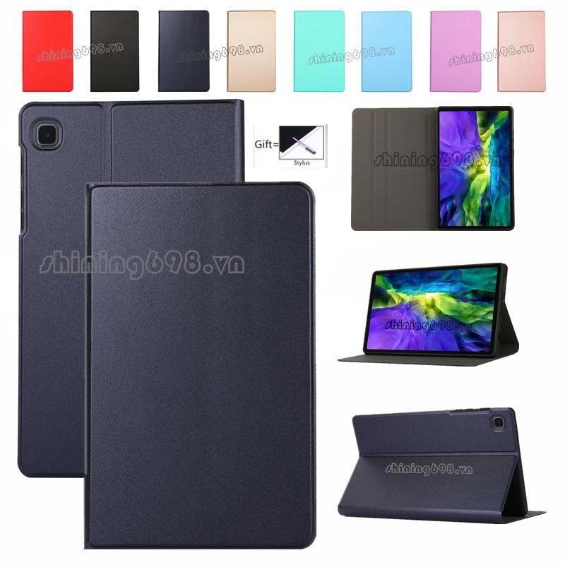 Bao da máy tính bảng bằng nhựa TPU mềm màu trơn có đế gập cho Samsung Galaxy Tab A7 Lite 8.7 2021 Sm-T220 T225