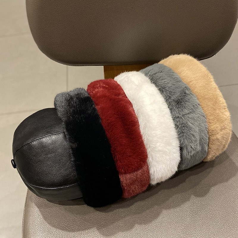 Mũ Beret Bằng Da pu Màu Trơn Phong Cách Nhật Bản Thời Trang Mùa Đông Cho Phụ Nữ Trung Niên