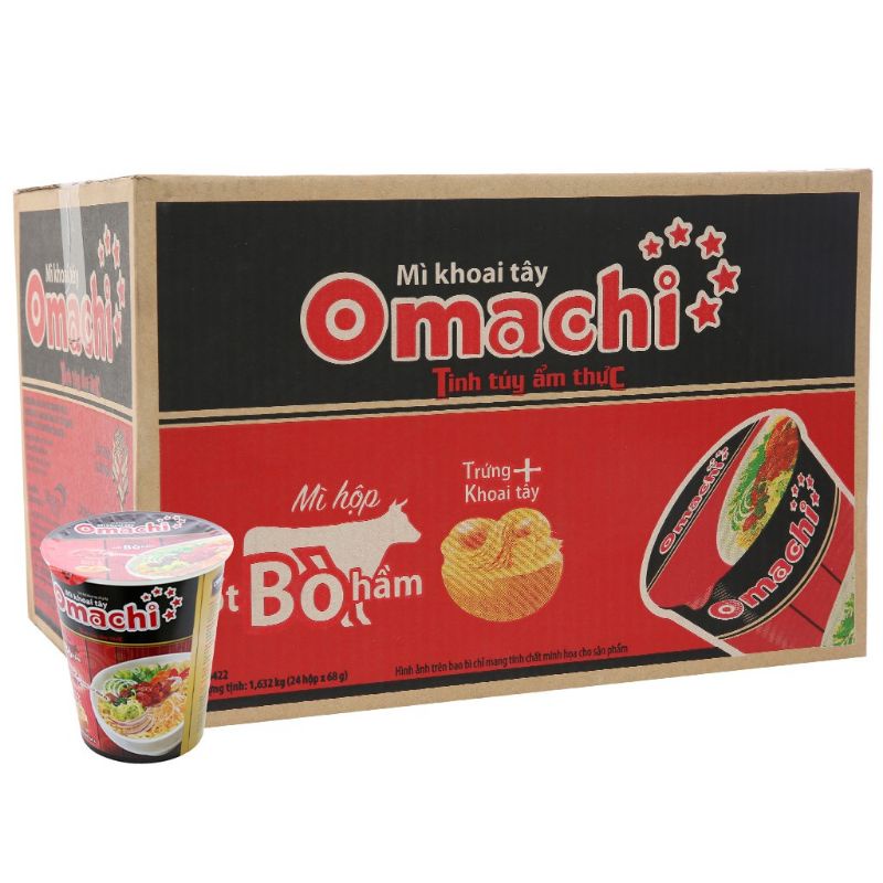 Mì Omachi Ly 1 thùng 24 ly  × 68 gram