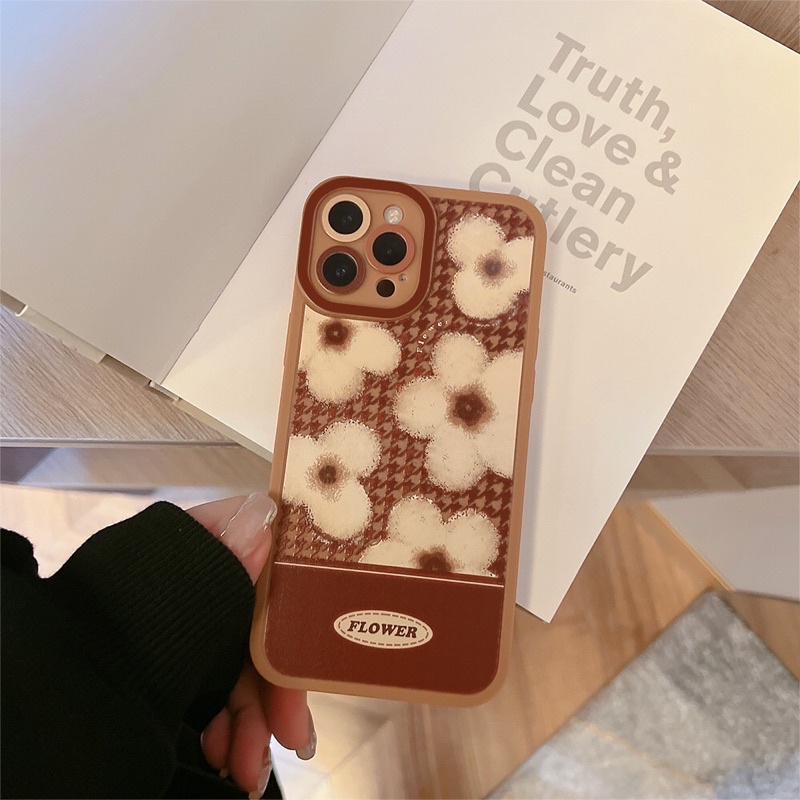 Ốp Điện Thoại TPU Mềm Hoạ Tiết Hoa Nâu Cổ Điển Cho Iphone 11 / 11pro / 11promax / 12 / 12promax / 13 / 13promax