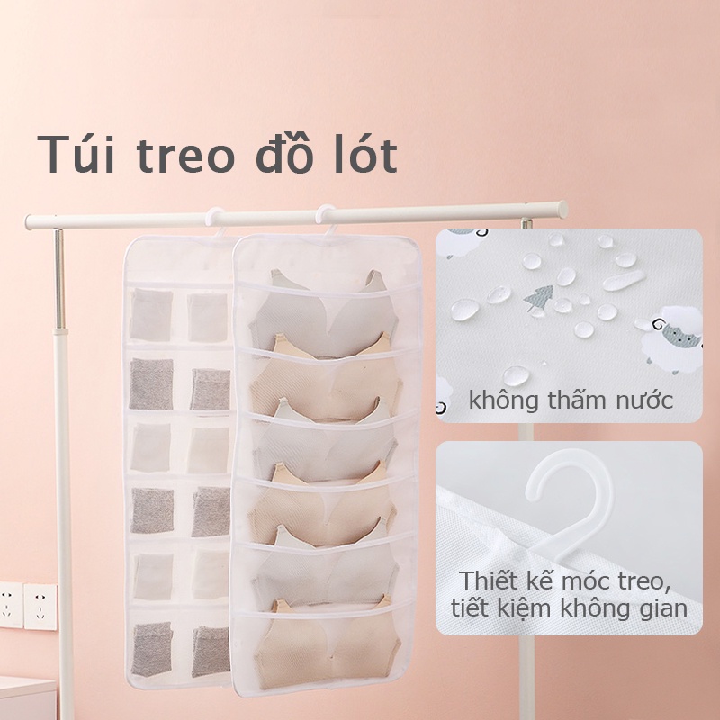 Túi treo đồ lót 3 cỡ, Khay túi đựng đồ lót, túi treo quần áo lót áo ngực tất vớ, túi đựng tất, túi đựng đồ lót