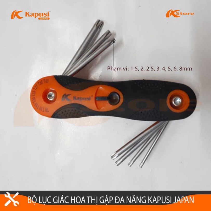 BỘ LỤC GIÁC HOA THỊ GẬP 8 CHI TIẾT - BỘ LỤC GIÁC BÔNG XẾP ĐA NĂNG KAPUSI JAPAN