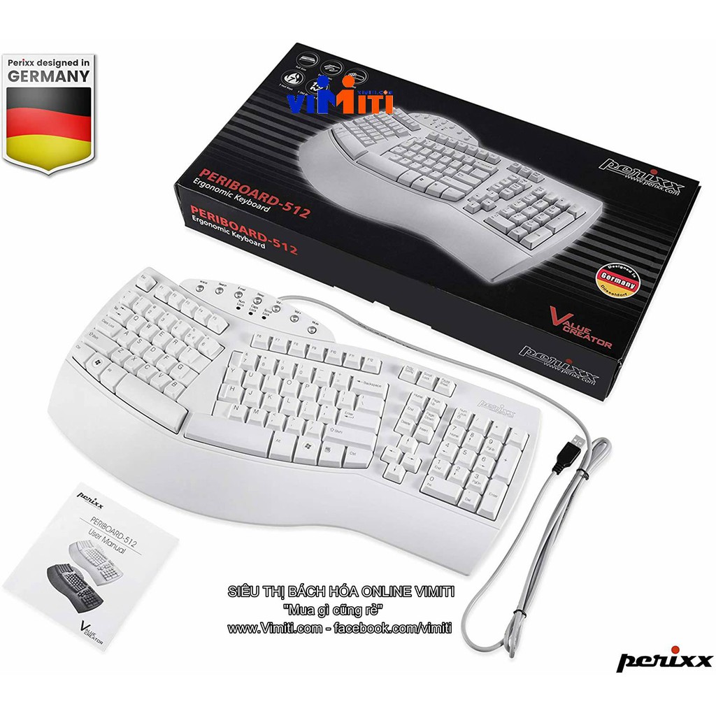 Bàn phím chia đôi công thái học Perixx  thiết kế công thái học hiện đại, giá siêu rẻ