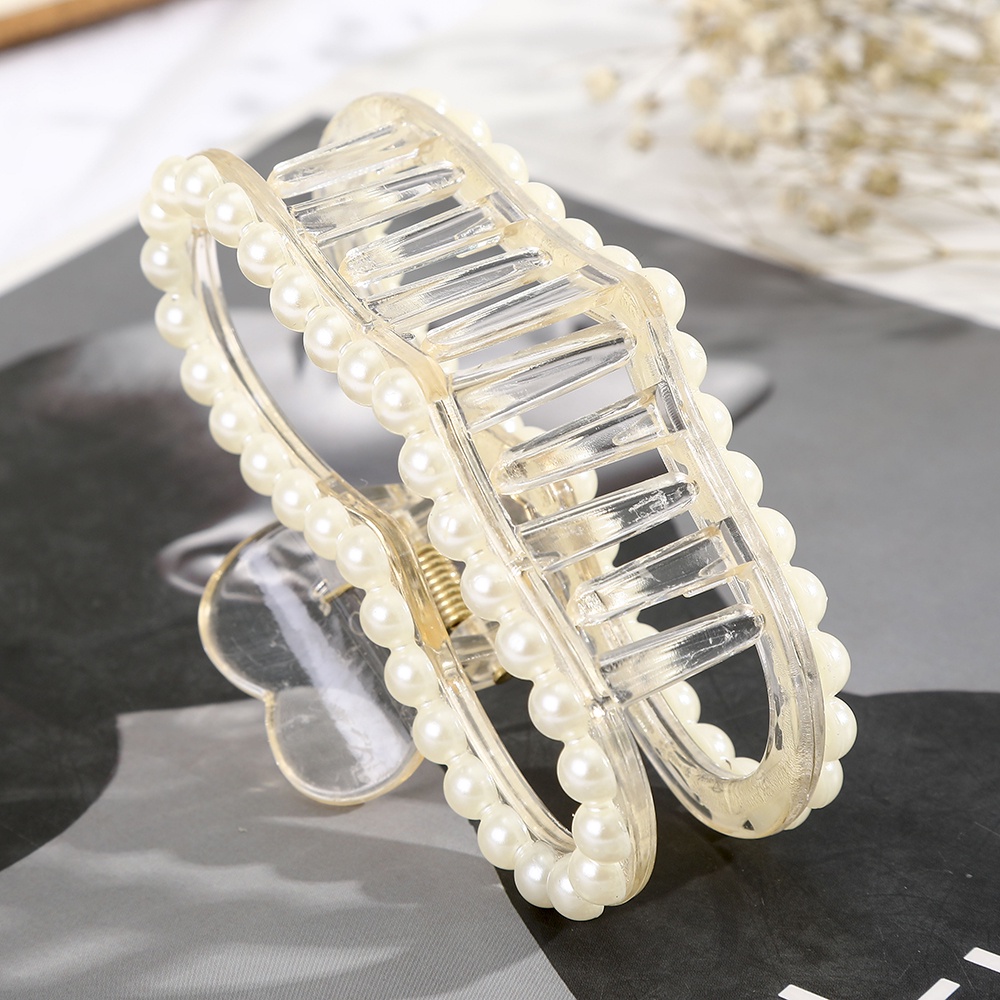 Kẹp tóc Haimeikang kiểu cá mập đính ngọc trai giả phong cách Hàn Quốc thời trang