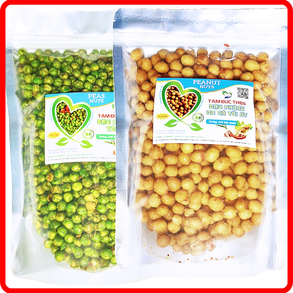 Combo 1KG: Đậu Phộng Da Cá Tỏi Ớt / Hà Lan Tỏi Ớt Tâm Đức Thiện (2 x Túi 500GR) | BigBuy360 - bigbuy360.vn