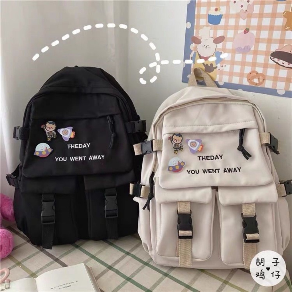 Balo Nam Nữ Học Sinh Phong Cách Ulzzang Thời Trang Hàn Quốc Cá Tính, Trơn Phối Basic Sành Điệu 4 Màu Dễ Thương