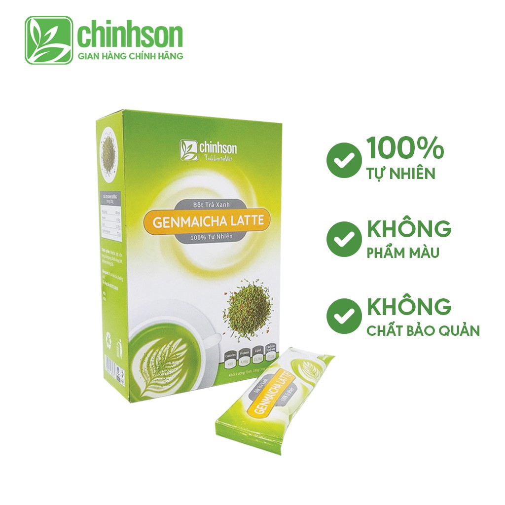 Bột Trà Matcha Gạo Lứt Chính Sơn Genmaicha Latte 180g (18g x 10 gói) - Nguyên Liệu Pha Chế Đồ Uống