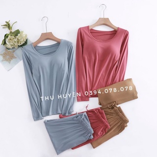 [ Hàng mới về 14/2] -:BỘ NGỦ DÀI TAY TRƠN THU ĐÔNG KÈM BRA CAO CẤP ( QUẦN DÂY RÚT)