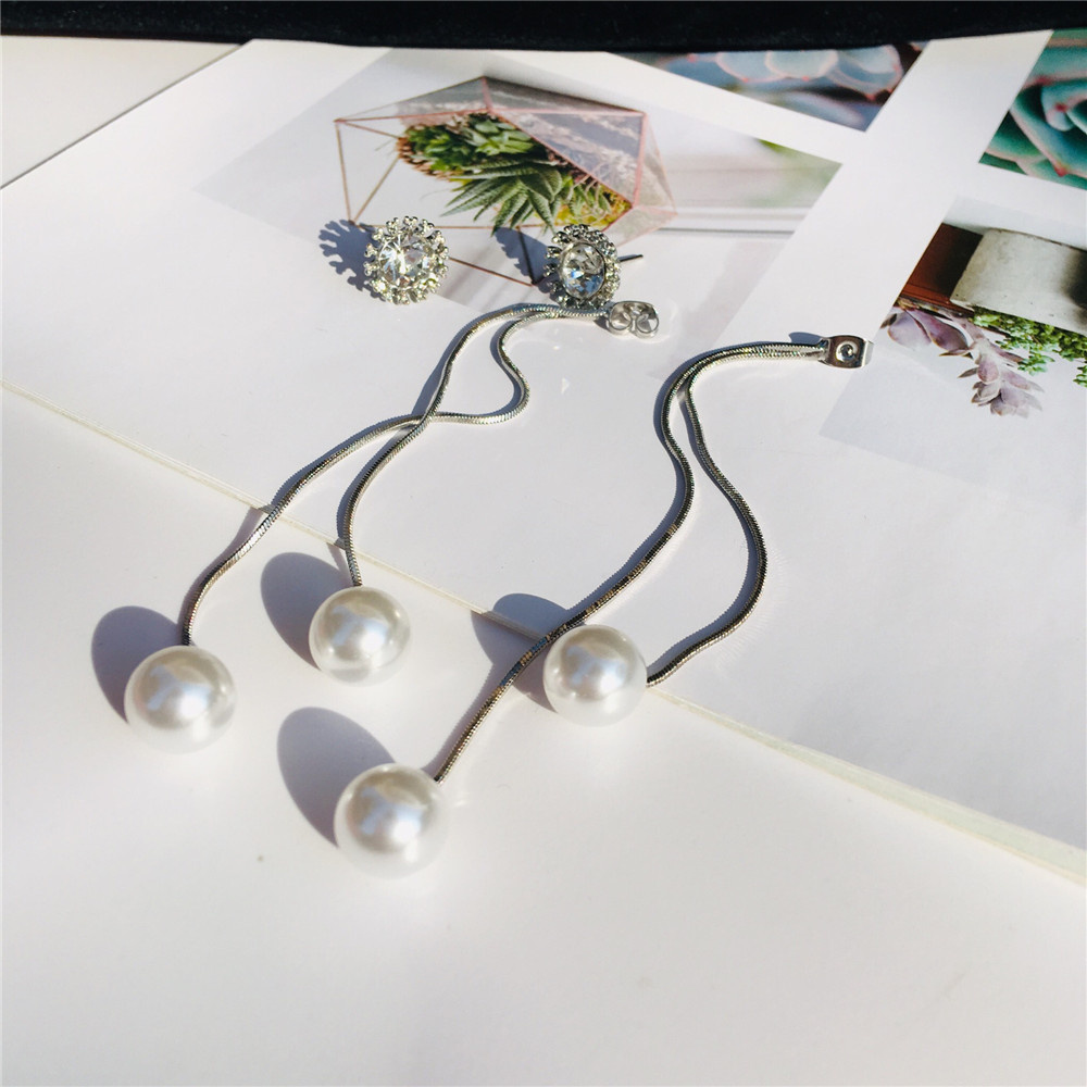 Bông Tai Dáng Dài Đính Ngọc Trai Phong Cách Hàn Quốc