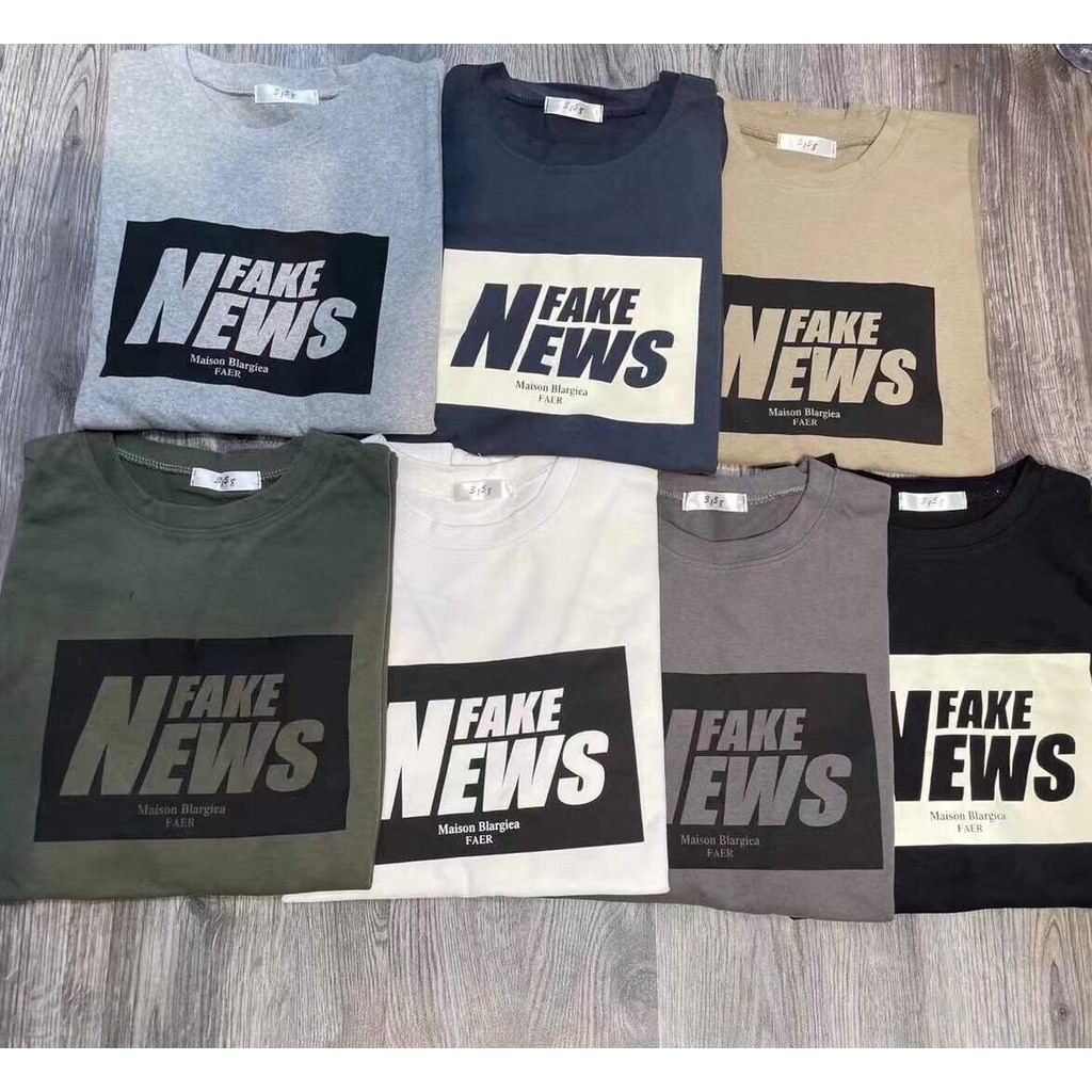 Áo thun áo phông FAKE NEWS tay lỡ unisex, form rộng P15