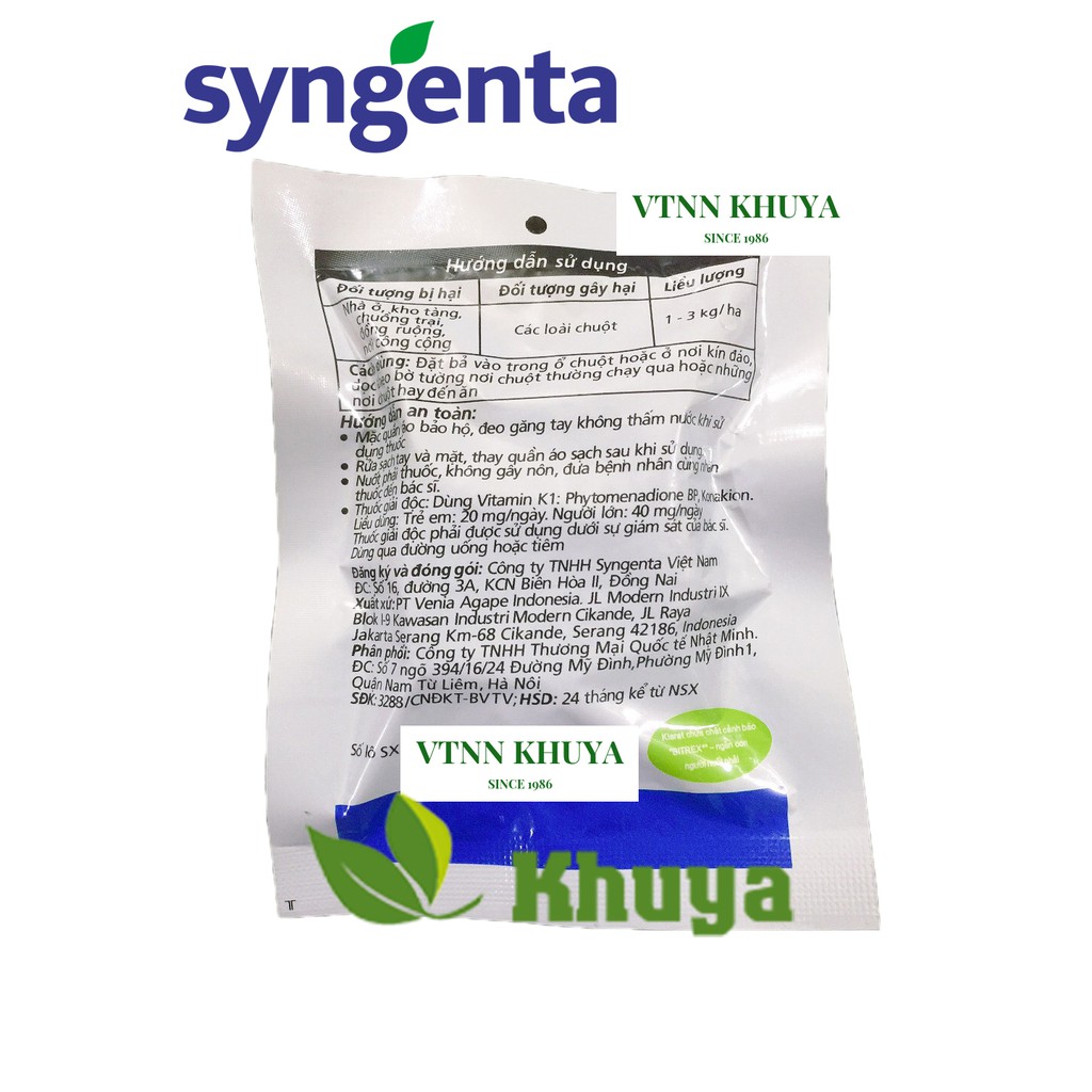 Thuốc trừ chuột Klerat Syngenta 40gr loại viên mềm