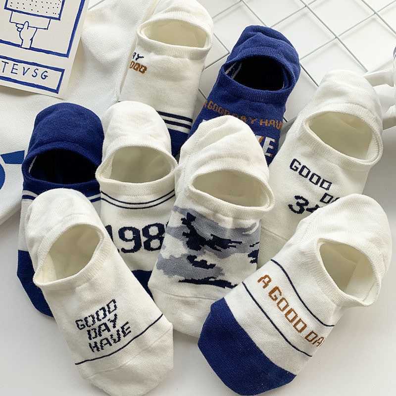 Hàng Có Sẵn Vớ Thể Thao cotton Miệng Nông Chống Trượt Màu Trắng Thời Trang Mùa Hè Cho Nam