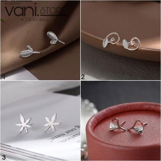 Bông Tai Hình Chiếc Lá Non, Cành Cây Nhỏ, Lá Phong Và Lá Rẽ Quạt - Khuyên Tai Bạc S925 [TS000051]