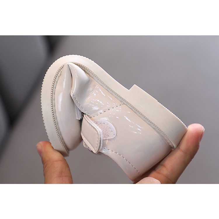Giày Búp Bê Đế Mềm Chống Trượt Chất Liệu Da Phối Nơ Đính Đá Lấp Lánh Cho Bé Gái 2-8 Tuổi