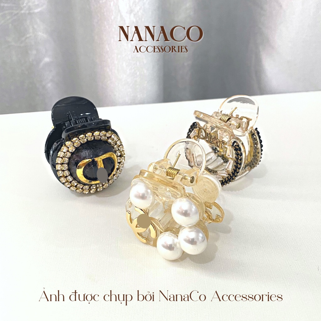 Kẹp tóc càng cua tròn đính đá Hàn Quốc, kẹp gắp hot trend thời trang NanaCo