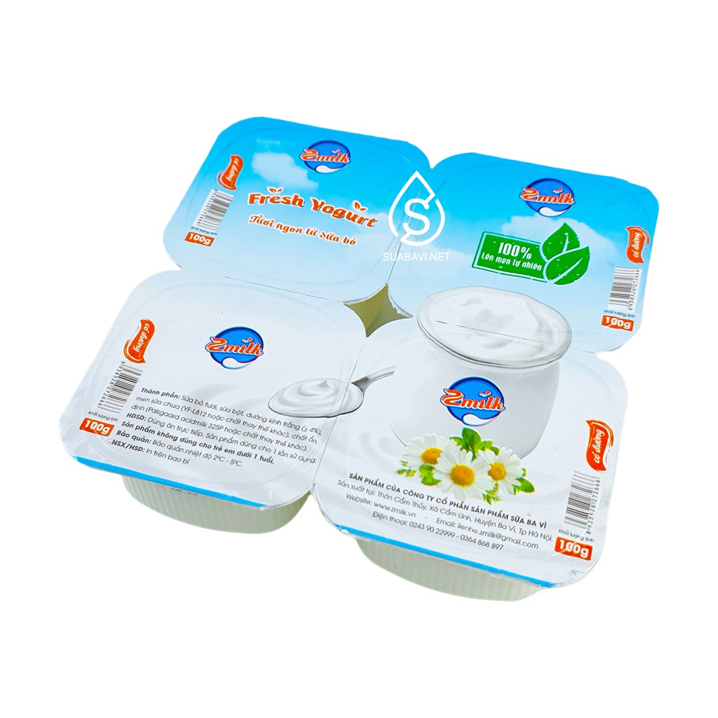 Sữa Chua Ba Vì Có Đường Vỉ 4 Hộp