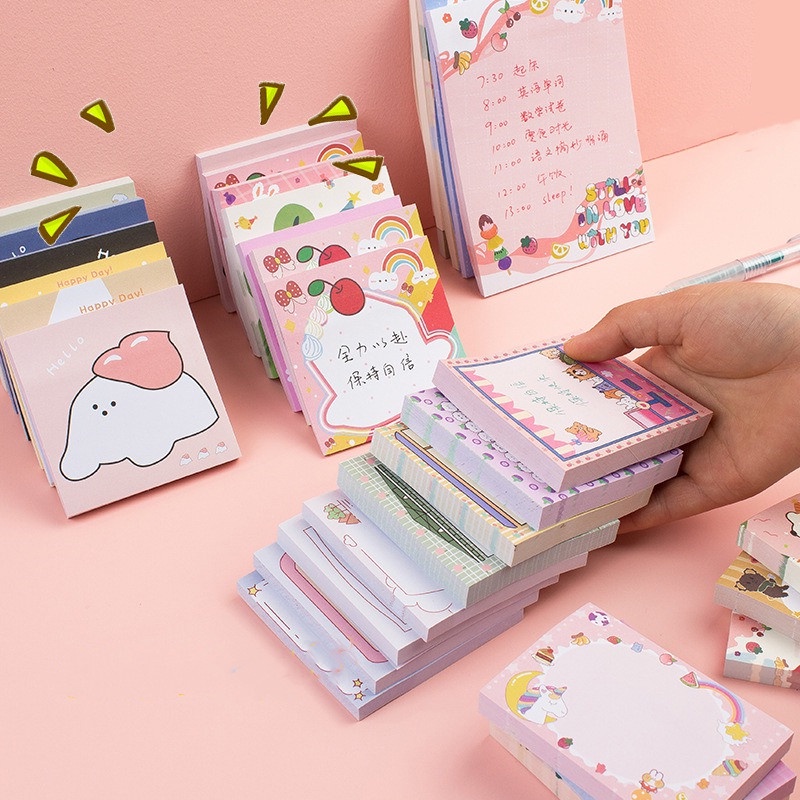 Set 100 Tờ Giấy Ghi Chú 50/80/100 Tờ Có Hình Thời Gian Màu Sắc Đơn Giản Tiện Dụng