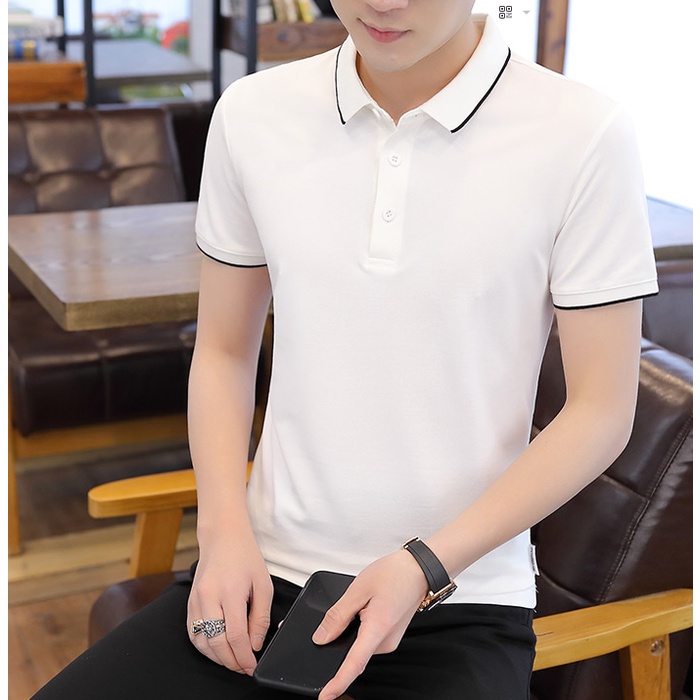 Áo Polo Nam Viền Tay Phong Cách Unisex Hai Màu Chất Liệu Cotton Cá Sấu Cao Cấp - AC120