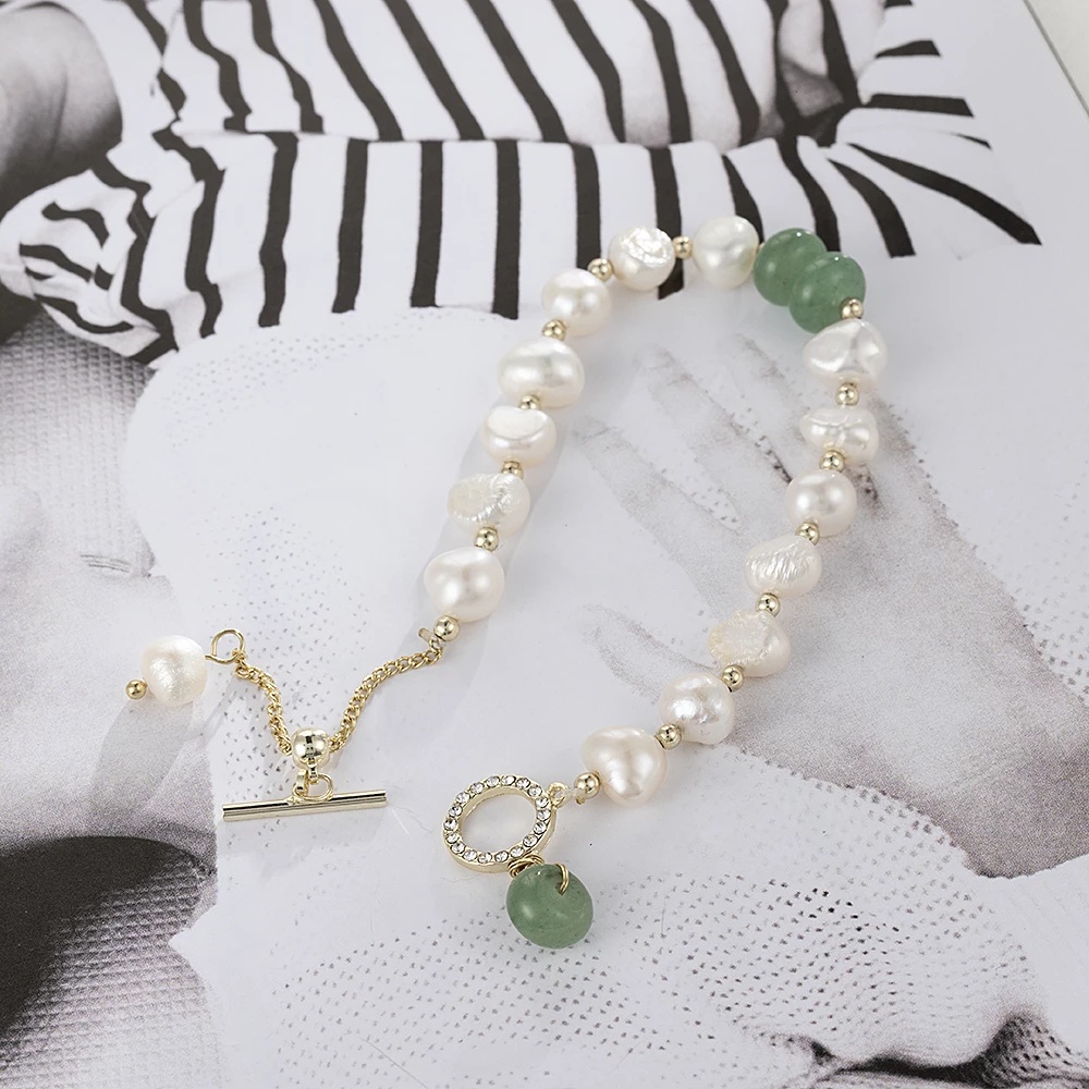 Vòng tay đính ngọc trai tự nhiên thời trang cho nữ