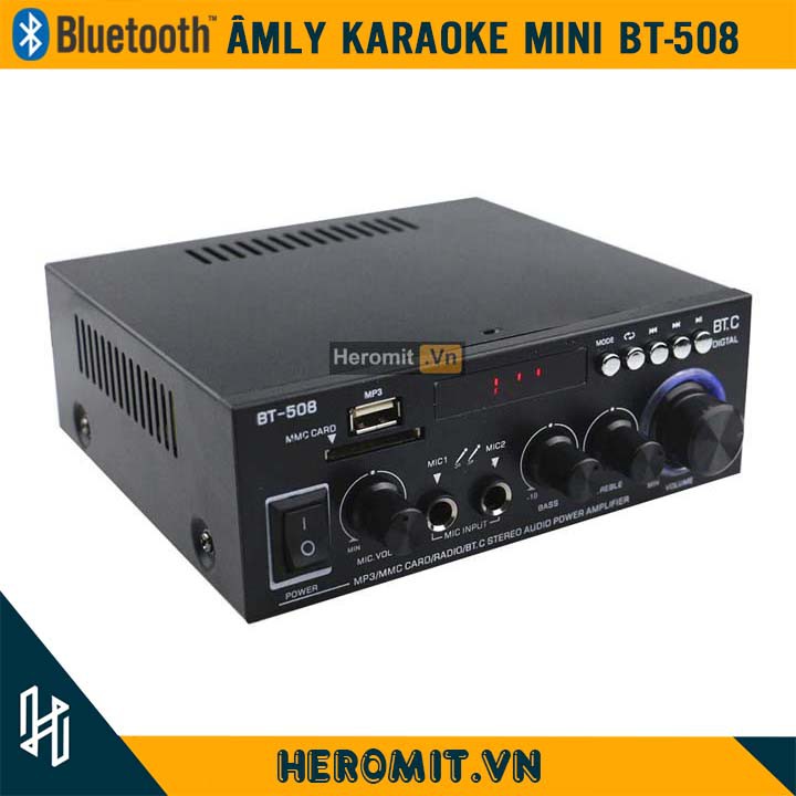 Âm Ly Karaoke Mini BT-508 Âm Ly Bluetooth Tại Gia 2 Cổng MIC