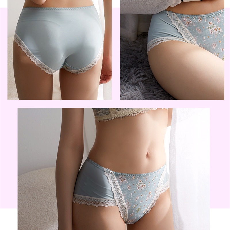 Set Áo Lót Nâng Ngực + Quần Lót Mềm Mại Không Đường May Phối Ren Hoa Quyến Rũ Dành Cho Nữ