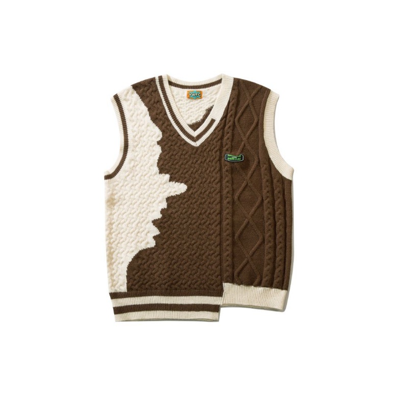 Áo Sweater Dệt Kim Sát Nách Màu Sắc Tương Phản Phong Cách Hip Hop Thời Trang Mùa Thu Cho Nam Và Nữ